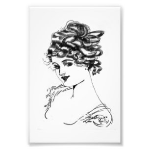 Impression Photo Dessin de Lady grand-père Art Nouveau 1917 