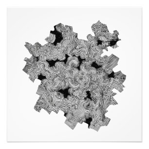 Impression Photo Dessin de Motif Fractal blanc géométrique