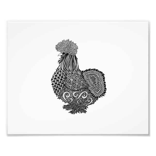 Impression Photo dessin de poule soie (Devant)