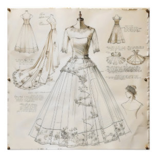 Impression Photo Dessin de robe mariage