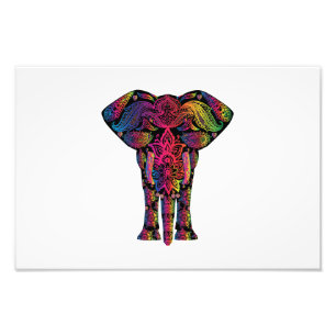 Impression Photo Dessin d'éléphant coloré