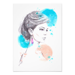 Impression Photo Dessin d'illustration pour femme avec oreille