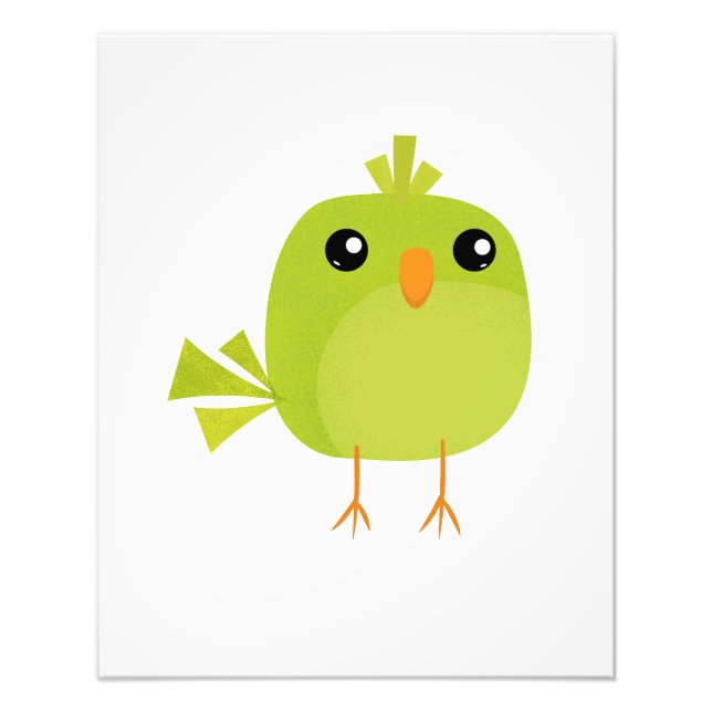 Impression Photo Dessin d'oiseau vert (Devant)