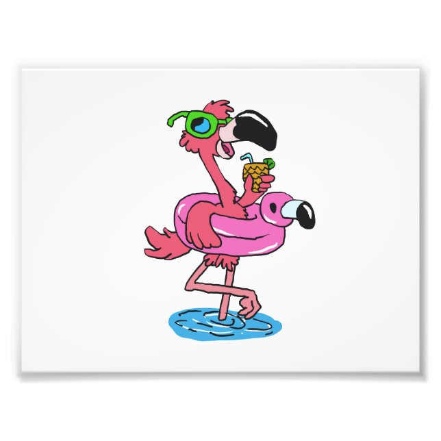 Impression Photo Dessin du Flamant rose d'été | choisir la couleur  (Devant)