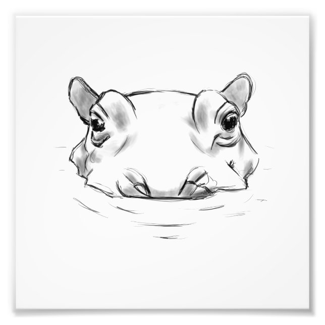 Impression Photo Dessin hippo mignon (Devant)