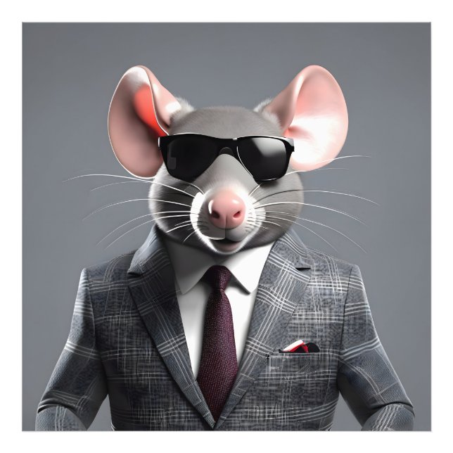 Impression Photo dessin humoristique de souris (Devant)