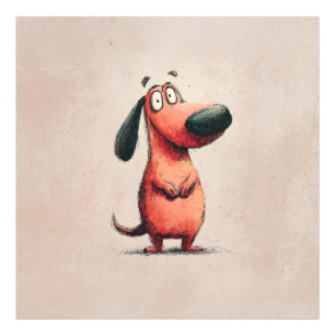 Impression Photo Dessin illustratif d'un chien de dessin animé mign
