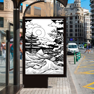Impression Photo dessin INK sur le rivage clair sur lune