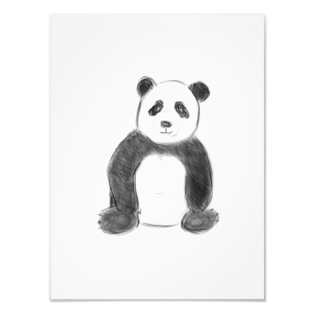 Impression Photo Dessin mignon de panda noir et blanc (Devant)