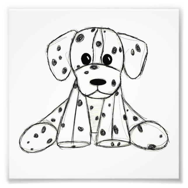 Impression Photo Dessin simple de contour de chien dalmate rembourr (Devant)