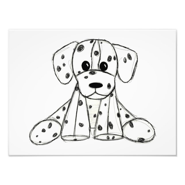 Impression Photo Dessin simple de contour de chien Dalmatien rembou (Devant)