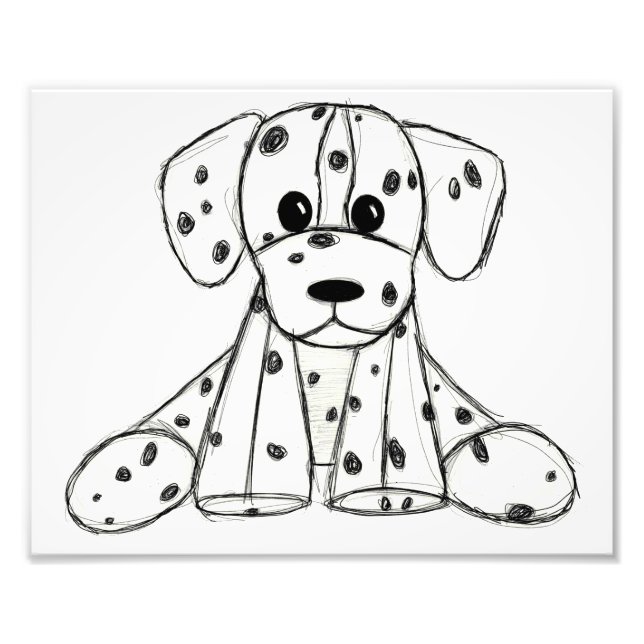 Impression Photo Dessin simple de contour de chien en peluche dalma (Devant)