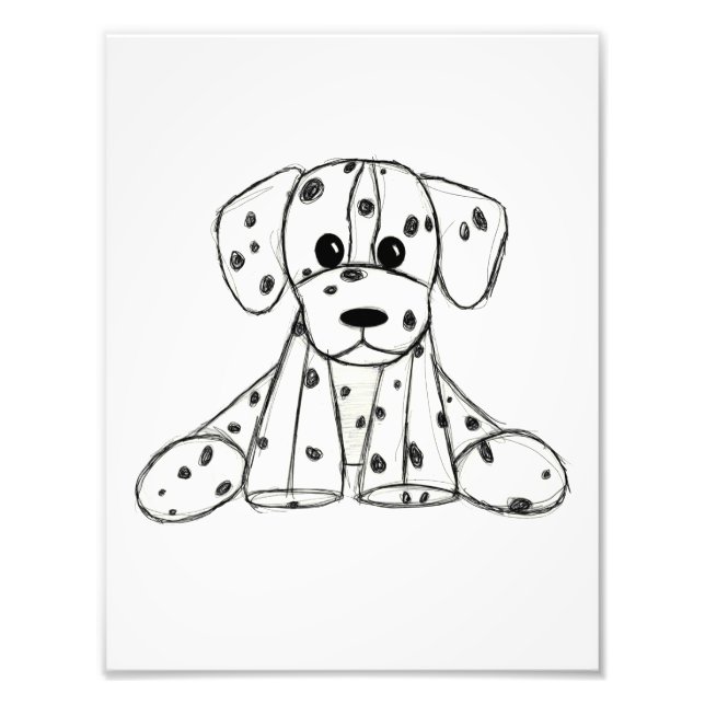 Impression Photo Dessin simple de contour de chien en peluche dalma (Devant)