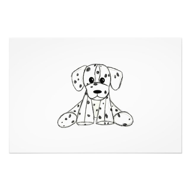Impression Photo Dessin simple de contour de chien en peluche dalma (Devant)