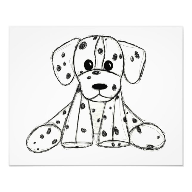 Impression Photo Dessin simple de contour de chien en peluche dalma (Devant)
