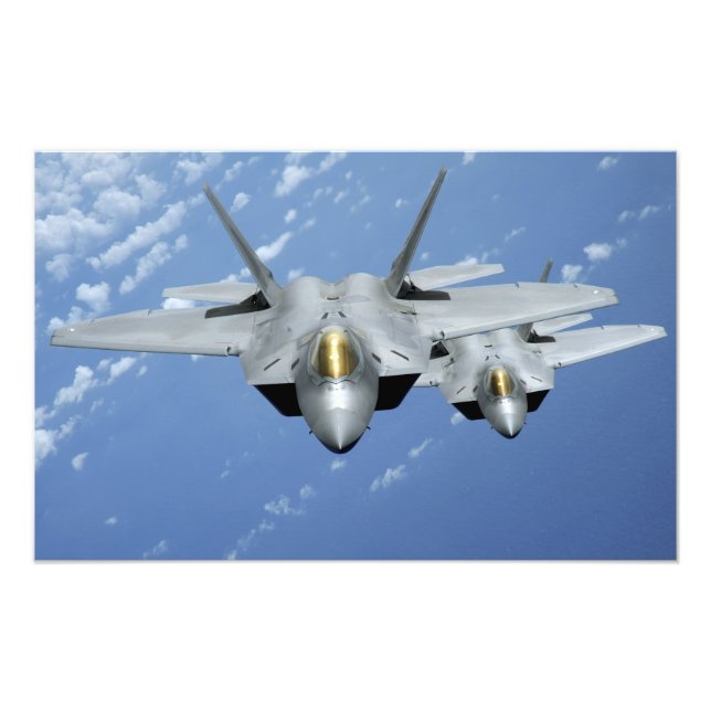 Impression Photo Deux F-22 Raptors survolent l'océan Pacifique (Devant)