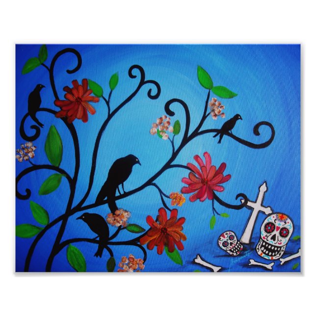 Impression Photo Dia de los Muertos Crows Peinture (Devant)