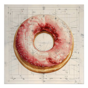 Impression Photo Diagramme de boulangerie de noix de Doughnut