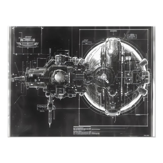 Impression Photo Diagramme noir de la base Sci-Fi (Devant)