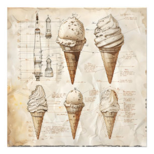 Impression Photo Diagramme Vintage de crème glacée