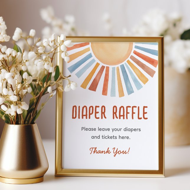 Impression Photo Diaper Raffle Sunshine Neutral Baby Shower Sign (Créateur téléchargé)