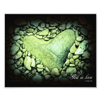 Impression Photo Dieu est amour Coeur Rock 8 x 10