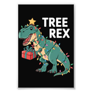 Impression Photo Dinosaur Arbre de Noël Rex Pyjamas de Noël Lumière