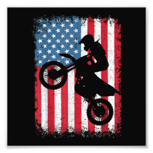 Impression Photo Dirt Vélo Drapeau Américain Motocross Vélo Hommes