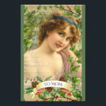 Impression Photo Distressed Victorian Woman in the Garden<br><div class="desc">This design is a mix of Victorian with whimsy featuring a woman in the garden surrounded by growing things. It's really a collage because there's faint sheet music and verse. Put any message on the banner.</div>