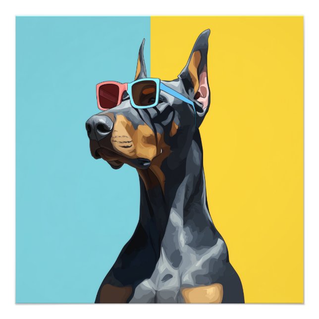 Impression Photo Doberman cool avec des lunettes de soleil (Devant)