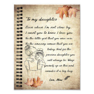 Impression Photo Don de fille  Lettre À Ma Fille De Maman