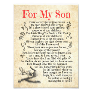 Impression Photo Don Son Pour Mon Fils Merci D'Avoir Ajouté Tant
