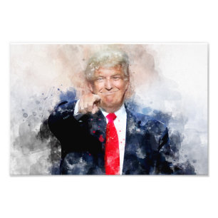Impression Photo Donald Trump pointant le portrait aquarelle