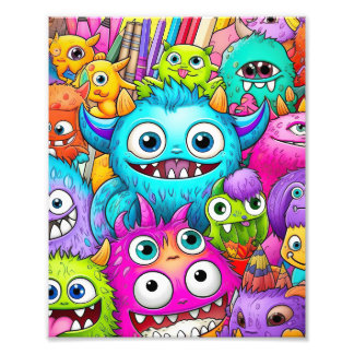 Impression Photo Doodles de monstre mignons