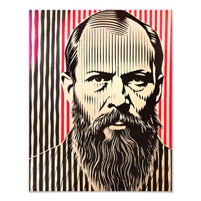 Impression Photo Dostoevsky dans le style d'illusion optique BAUHAU (Devant)