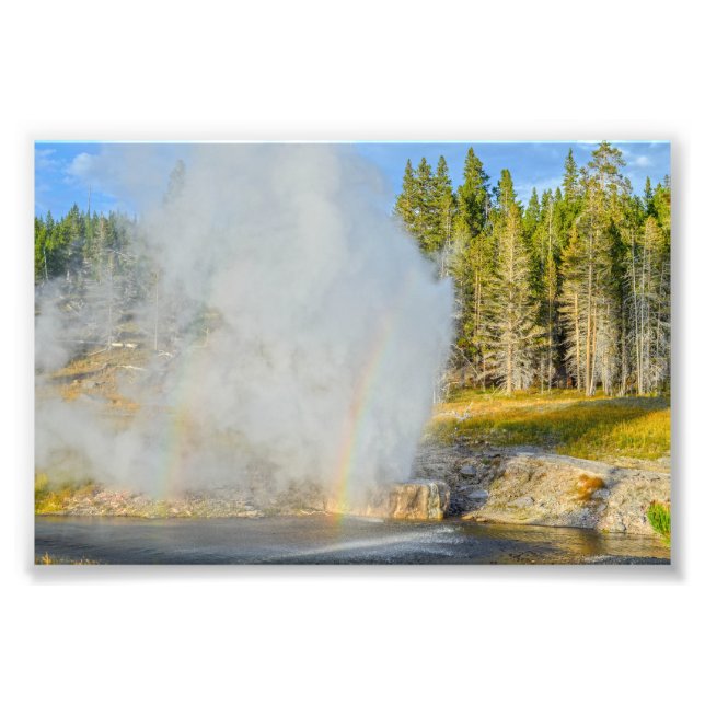 Impression Photo Double arc-en-ciel à Riverside Geyser, Yellowstone (Devant)
