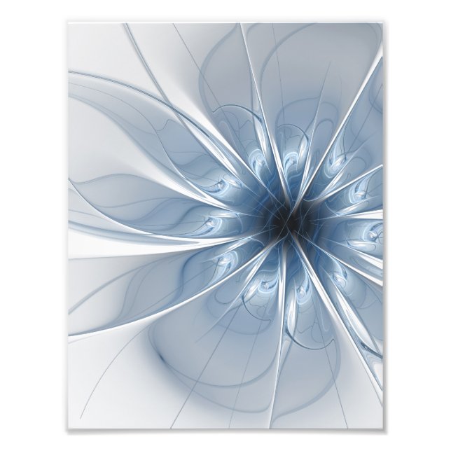 Impression Photo Doux et tendreté bleu fleur imaginaire fractal cu (Devant)