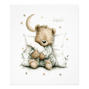 Impression Photo Doux ourson endormi sur des nuages duveteux