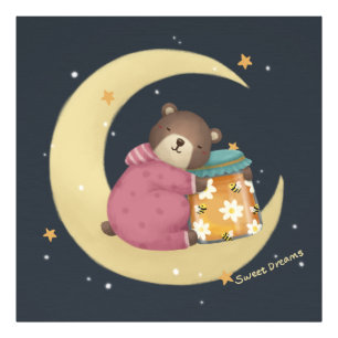 Impression Photo Doux Rêves : Illustration de l'ours et du miel