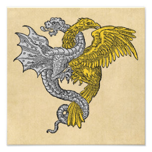 Impression Photo Dragon argenté et Eagle d'or