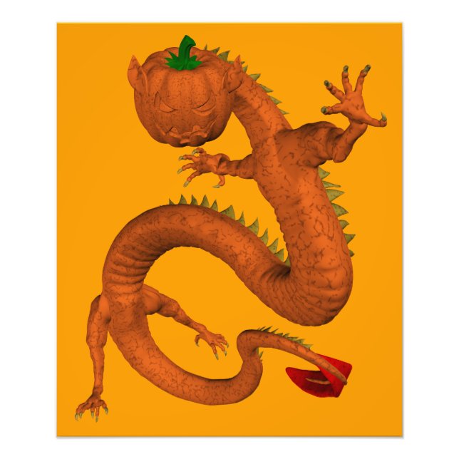 Impression Photo Dragon Citrouille d'Halloween (Devant)