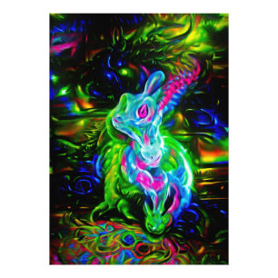 Impression Photo Dragon de lapin psychédélique à Neon Imaginaire