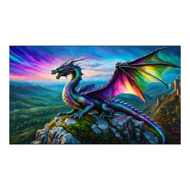 Impression Photo Dragon Iridescente Garde Sa Terre (Devant)