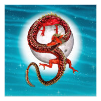 Dragon Lune Rouge Fantaisie Céleste Artistique