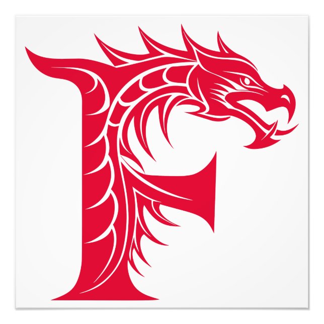 Impression Photo Dragon Styled Letter F, Dragon Alphabet, Monogram (Devant)