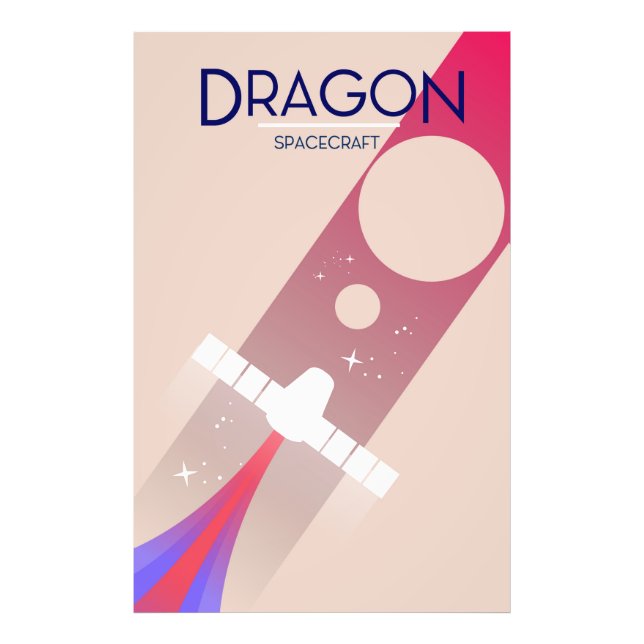 Impression Photo Dragon vaisseau spatial art rétro (Devant)