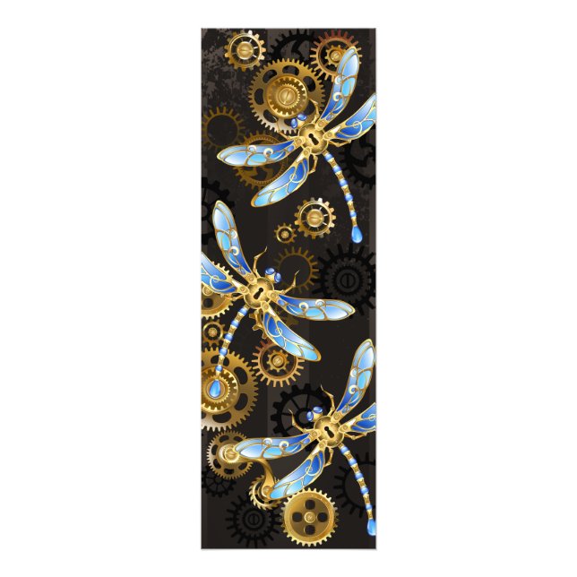 Impression Photo Dragonflies de Steampunk sur arrière - plan rayé b (Devant)