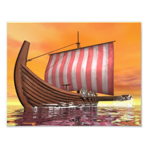 Impression Photo Drakkar ou navire viking - rendu 3D