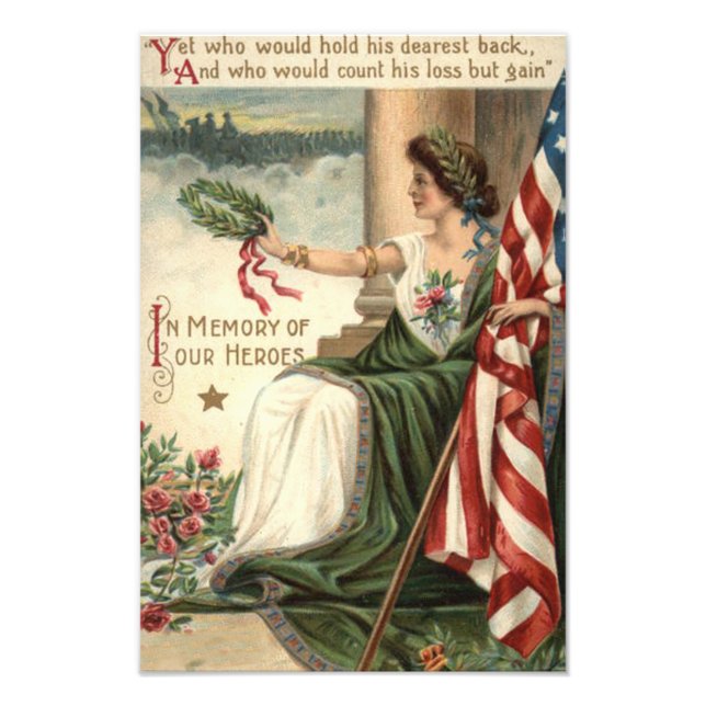 Impression Photo Drapeau américain Dame Liberté Rose Soldats (Devant)