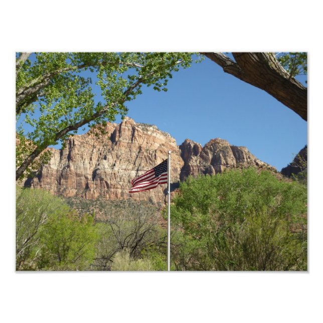 Impression Photo Drapeau américain dans le parc national de Zion II (Devant)